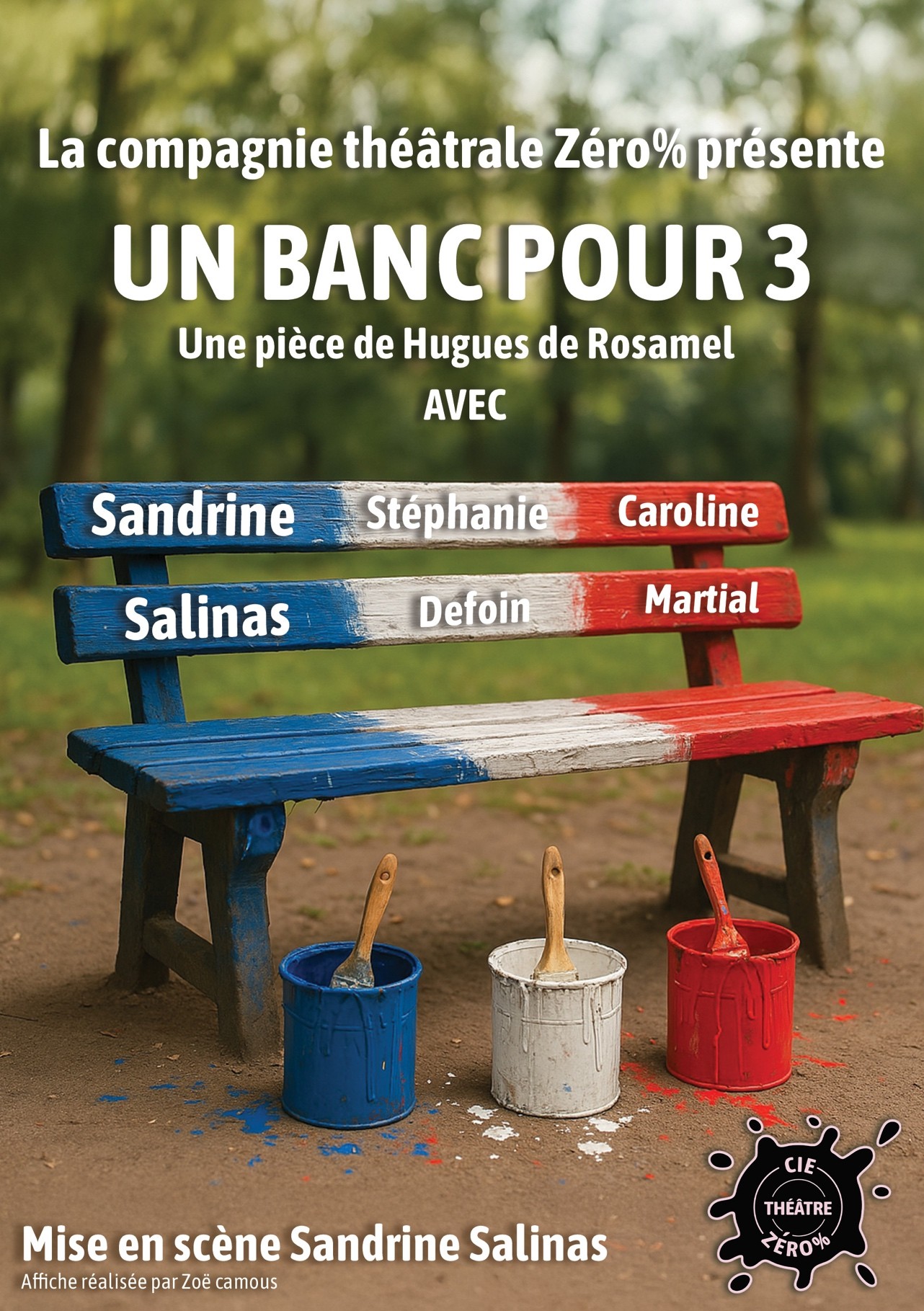 AFFICHE UN BANC POUR 3