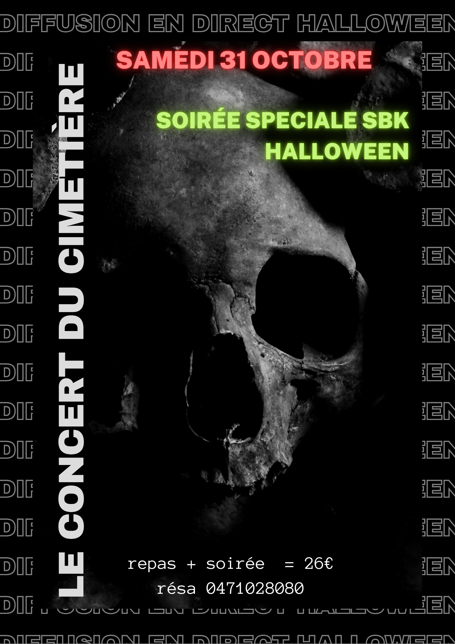 Affiche Halloween Rave Soirée Tendance Sombre en Vert et Noir